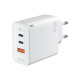 Мережевий зарядний пристрій (адаптер) WALKER WH-45 65W GAN PD1_65W / PD2_30W / QC3.0_18W white TPS-2710000283348