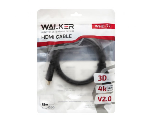 Кабель WALKER WHD-77 HDMI to HDMI 1.5м black (тех.пак.)