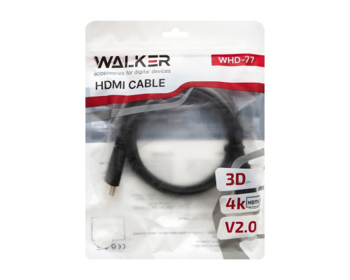 Кабель WALKER WHD-77 HDMI to HDMI 3м black (тех.пак.)