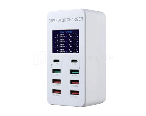 Зарядний пристрій A8T (8 USB портів, Fast Charger, 5A, 60W, захист від КЗ) TPS-2710000286882