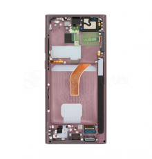 Дисплей (LCD) для Samsung Galaxy S22 Ultra/S908 (2022) з тачскріном та рамкою burgundy Service Original (PN:GH82-27488B, GH82-27489B) TPS-2710000292173