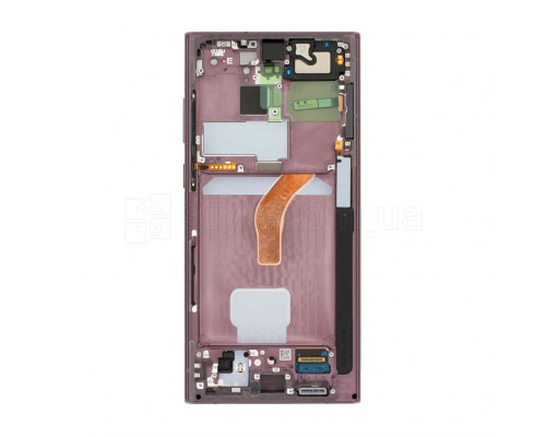 Дисплей (LCD) для Samsung Galaxy S22 Ultra/S908 (2022) з тачскріном та рамкою burgundy Service Original (PN:GH82-27488B, GH82-27489B) TPS-2710000292173