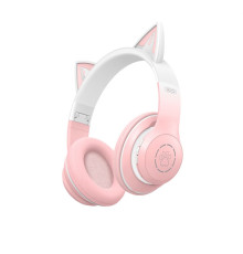 Дитячі навушники Bluetooth XO BE38 з вушками pink