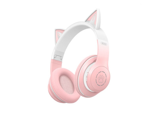 Дитячі навушники Bluetooth XO BE38 з вушками pink