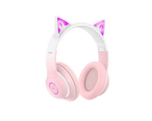 Дитячі навушники Bluetooth XO BE38 з вушками pink