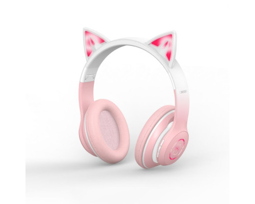 Дитячі навушники Bluetooth XO BE38 з вушками pink