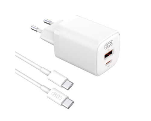 Мережевий зарядний пристрій (адаптер) 2в1 XO L96 PD_30W / QC_18W + Data Cable Type-C to Type-C white TPS-2710000297215 2710000297215