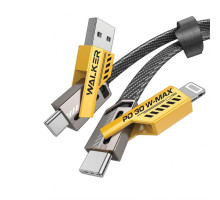 Кабель USB 4в1 WALKER C990 65W трансформер black/yellow TPS-2710000299714 2710000299714