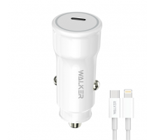 Автомобільний зарядний пристрій (адаптер) 2в1 WALKER WCR-63 PD_30W + Data Cable Type-C to Lightning 27W white TPS-2710000301882 2710000301882