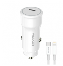 Автомобільний зарядний пристрій (адаптер) 2в1 WALKER WCR-63 PD_30W + Data Cable Type-C to Lightning 27W white TPS-2710000301882 2710000301882