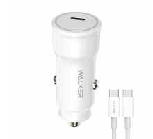 Автомобільний зарядний пристрій (адаптер) 2в1 WALKER WCR-63 PD_30W + Data Cable Type-C to Type-C 60W white TPS-2710000301899 2710000301899