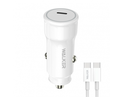 Автомобільний зарядний пристрій (адаптер) 2в1 WALKER WCR-63 PD_30W + Data Cable Type-C to Type-C 60W white TPS-2710000301899 2710000301899