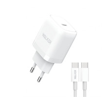 Мережевий зарядний пристрій (адаптер) 2в1 WALKER WH-63 PD_20W + Data Cable Type-C to Type-C white TPS-2710000303145 2710000303145