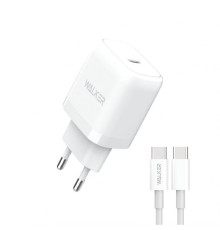 Мережевий зарядний пристрій (адаптер) 2в1 WALKER WH-63 PD_20W + Data Cable Type-C to Type-C white TPS-2710000303145 2710000303145
