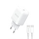 Мережевий зарядний пристрій (адаптер) 2в1 WALKER WH-63 PD_20W + Data Cable Type-C to Type-C white TPS-2710000303145 2710000303145