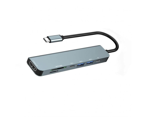 Перехідник USB-хаб 7в1 з роз'ємом Type-C grey TPS-2710000305576 2710000305576