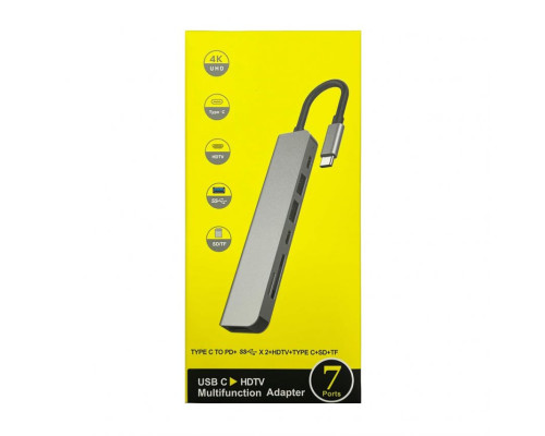 Перехідник USB-хаб 7в1 з роз'ємом Type-C grey TPS-2710000305576 2710000305576