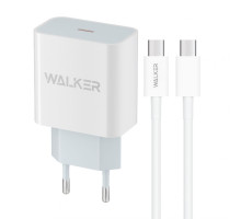 Мережевий зарядний пристрій (адаптер) 2в1 WALKER WH-39 PD / 3A / 20W + Data Cable Type-C to Type-C white TPS-2710000310655 2710000310655