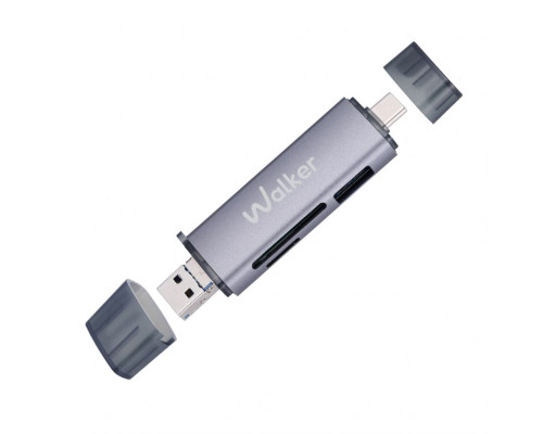 Кардрідер 6в1 WALKER WCD-83 (вихід USB/Micro, Type-C) grey TPS-2710000310839 2710000310839
