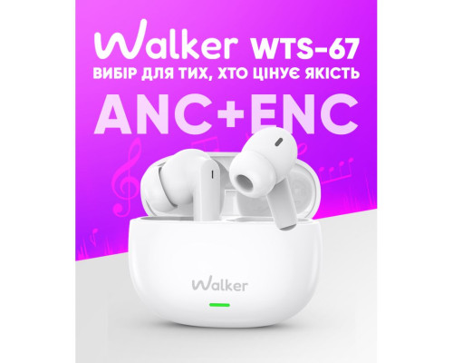 Навушники Bluetooth WALKER WTS-67 ANC+ENC black TPS-2710000311935 2710000311935