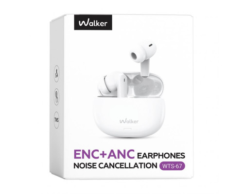 Навушники Bluetooth WALKER WTS-67 ANC+ENC white TPS-2710000311942 2710000311942