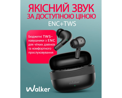 Навушники Bluetooth WALKER WTS-39 ENC black TPS-2710000315124 2710000315124