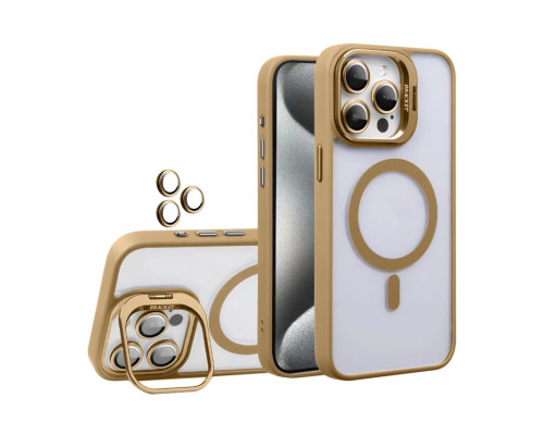 Чохол з функцією MagSafe для Apple iPhone 15 з підставкою та захистом для камер gold brown (9) TPS-2710000318644 2710000318644