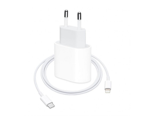 Мережевий зарядний пристрій (адаптер) для Apple iРhone A2347 PD / 20W + Data Cable Type-C to Lightning white High Quality carton box logo TPS-2710000323648 2710000323648