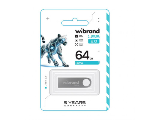 Флеш-пам'ять USB Wibrand Puma 64GB USB 2.0 silver TPS-2710000327530 2710000327530
