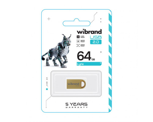 Флеш-пам'ять USB Wibrand Lynx 64GB USB 2.0 gold TPS-2710000327547 2710000327547