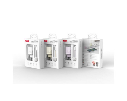 Мережевий зарядний пристрій (адаптер) 2в1 XO L146 PD_20W + Data Cable Type-C to Type-C beige TPS-2710000329732 2710000329732