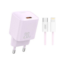Мережевий зарядний пристрій (адаптер) 2в1 XO L146 PD_20W + Data Cable Type-C to Lightning purple TPS-2710000329725 2710000329725