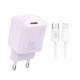Мережевий зарядний пристрій (адаптер) 2в1 XO L146 PD_20W + Data Cable Type-C to Lightning purple TPS-2710000329725 2710000329725