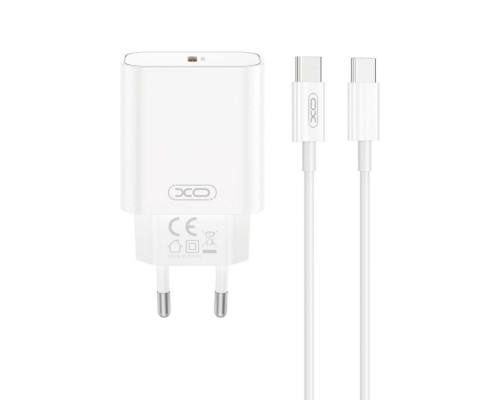 Мережевий зарядний пристрій (адаптер) 2в1 XO CE32 PD_20W + Data Cable Type-C to Type-C white TPS-2710000329602 2710000329602