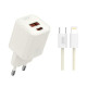 Мережевий зарядний пристрій (адаптер) 2в1 XO L147 PD_20W / QC3.0_18W + Data Cable Type-C to Lightning beige TPS-2710000329640 2710000329640