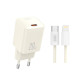 Мережевий зарядний пристрій (адаптер) 2в1 XO L146 PD_20W + Data Cable Type-C to Lightning beige TPS-2710000329718 2710000329718