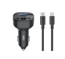 Автомобільний зарядний пристрій (адаптер) - FM-трансмітер 2в1 XO BCC18 PD15W + Data Cable Type-C to Type-C black TPS-2710000329381 2710000329381