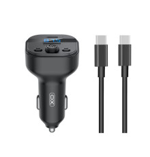 Автомобільний зарядний пристрій (адаптер) - FM-трансмітер 2в1 XO BCC18 PD15W + Data Cable Type-C to Type-C black TPS-2710000329381 2710000329381