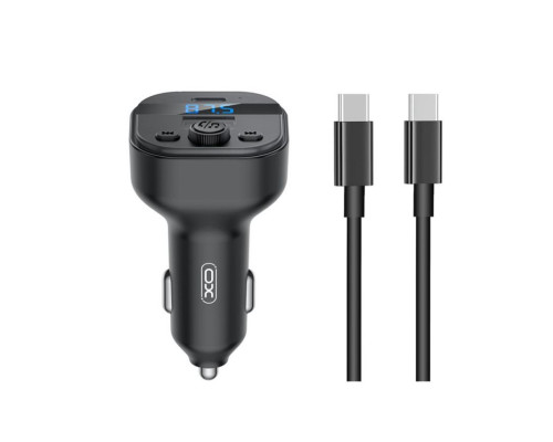 Автомобільний зарядний пристрій (адаптер) - FM-трансмітер 2в1 XO BCC18 PD15W + Data Cable Type-C to Type-C black TPS-2710000329381 2710000329381