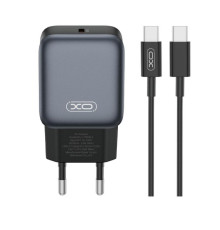 Мережевий зарядний пристрій (адаптер) 2в1 XO L153 PD_20W + Data Cable Type-C to Type-C black TPS-2710000329572 2710000329572