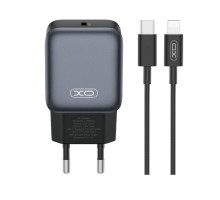 Мережевий зарядний пристрій (адаптер) 2в1 XO L153 PD_20W + Data Cable Type-C to Lightning black TPS-2710000329565 2710000329565