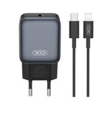 Мережевий зарядний пристрій (адаптер) 2в1 XO L153 PD_20W + Data Cable Type-C to Lightning black TPS-2710000329565 2710000329565