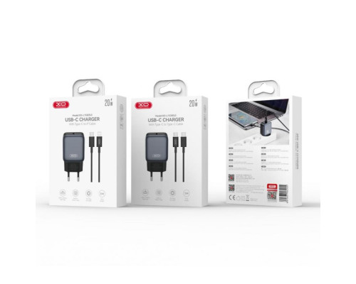 Мережевий зарядний пристрій (адаптер) 2в1 XO L153 PD_20W + Data Cable Type-C to Lightning black TPS-2710000329565 2710000329565