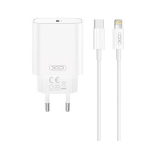 Мережевий зарядний пристрій (адаптер) 2в1 XO CE32 PD_20W + Data Cable Type-C to Lightning white TPS-2710000329596 2710000329596