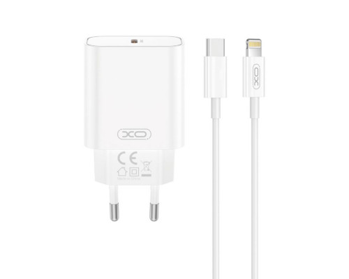 Мережевий зарядний пристрій (адаптер) 2в1 XO CE32 PD_20W + Data Cable Type-C to Lightning white TPS-2710000329596 2710000329596