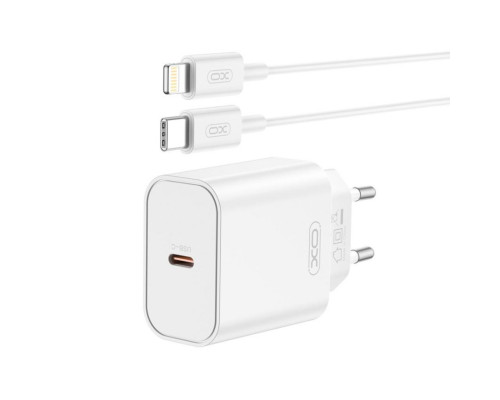 Мережевий зарядний пристрій (адаптер) 2в1 XO CE32 PD_20W + Data Cable Type-C to Lightning white TPS-2710000329596 2710000329596