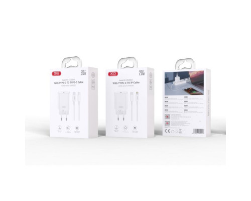 Мережевий зарядний пристрій (адаптер) 2в1 XO CE32 PD_20W + Data Cable Type-C to Lightning white TPS-2710000329596 2710000329596