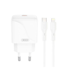 Мережевий зарядний пристрій (адаптер) 2в1 XO L141 PD_20W + Data Cable Type-C to Lightning white TPS-2710000329763 2710000329763