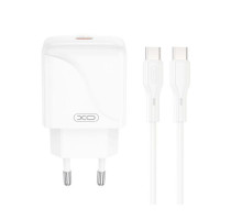 Мережевий зарядний пристрій (адаптер) 2в1 XO L141 PD_20W + Data Cable Type-C to Type-C white TPS-2710000329770 2710000329770
