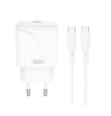 Мережевий зарядний пристрій (адаптер) 2в1 XO L141 PD_20W + Data Cable Type-C to Type-C white TPS-2710000329770 2710000329770